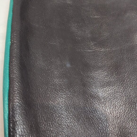 Rowland Leather Canada 2 Strap Shoulder Purse Brown Teal Blue Magnetic Bag - Picture 16 of 16